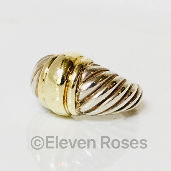 David Yurman Sterling & 14k Gold Cable Dome Ring - Picture 8 of 8